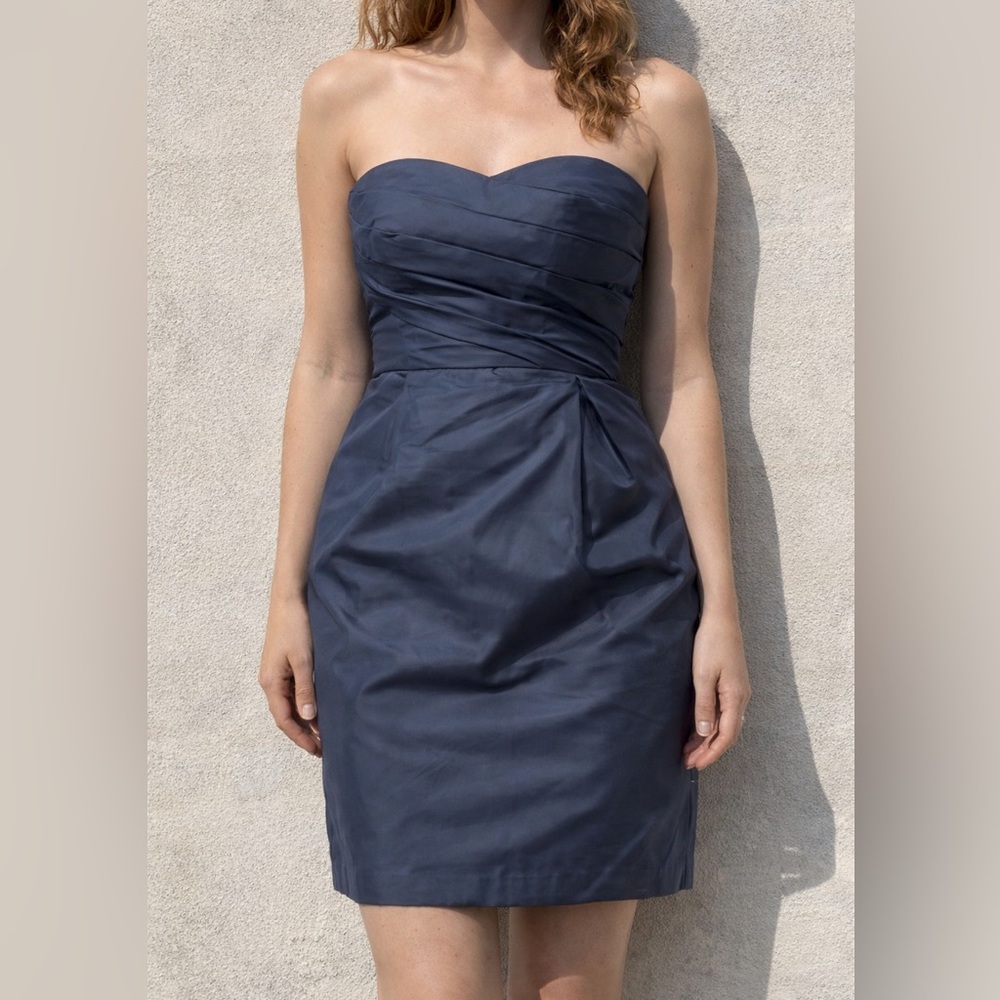 Strapless Navy Blue Sheath Dress